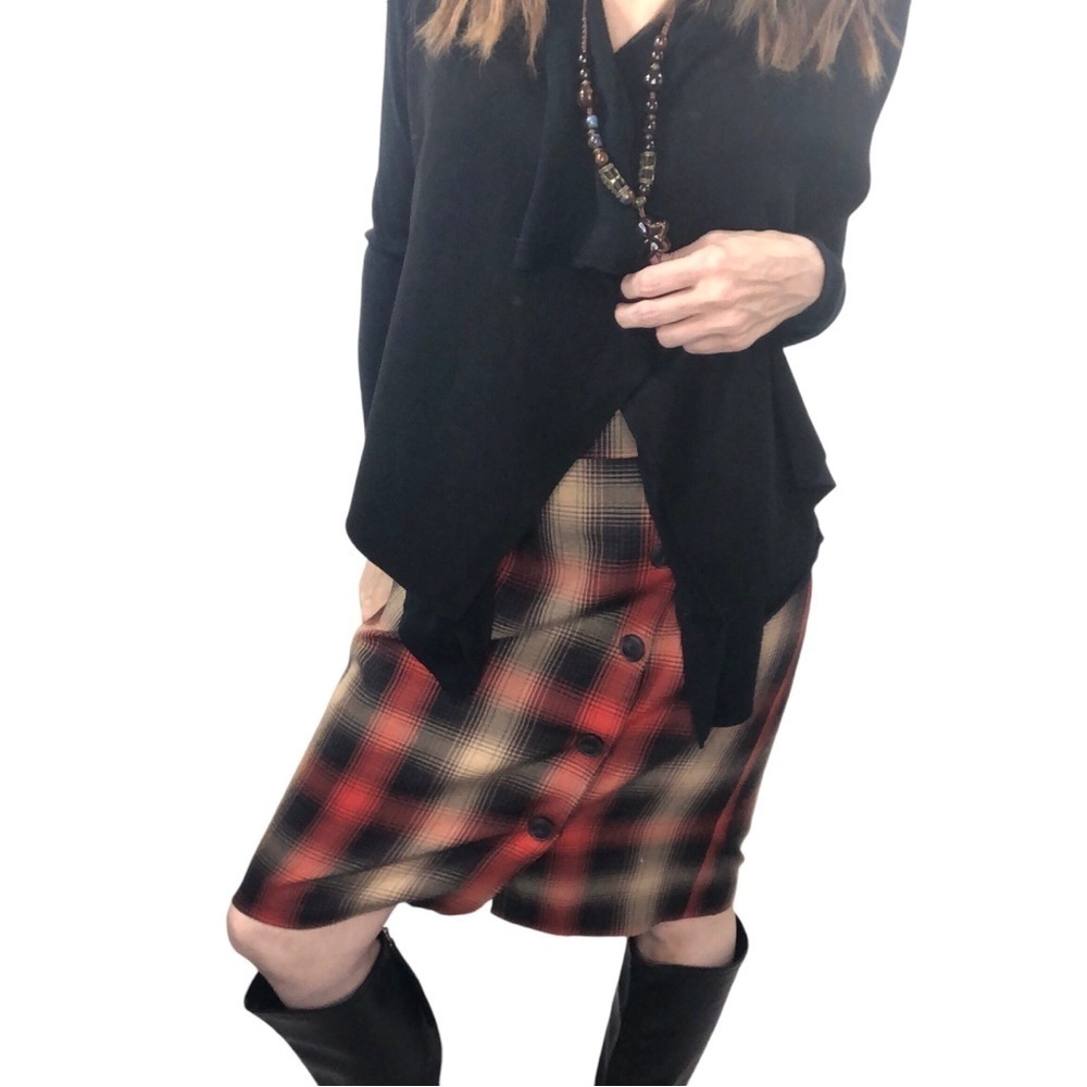Vtg 90's Y2k Tartan Plaid Skirt Sz 8 Cato Academia Classic Button Pencil Preppy